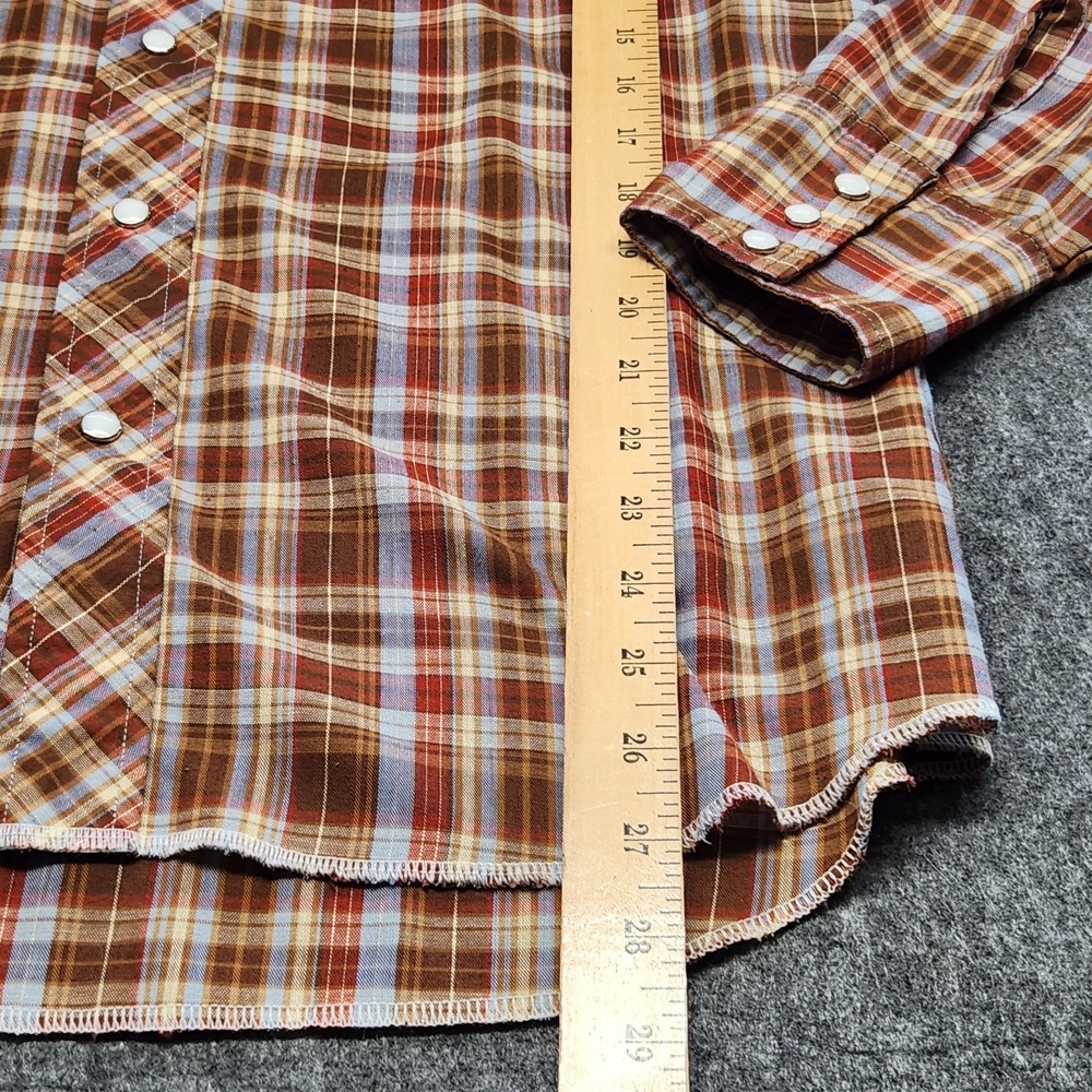 Wrangler Womens Vintage Pearl Snap Western Plaid Long Sleeve Shirt Medium Cowboy - Picture 6 of 8